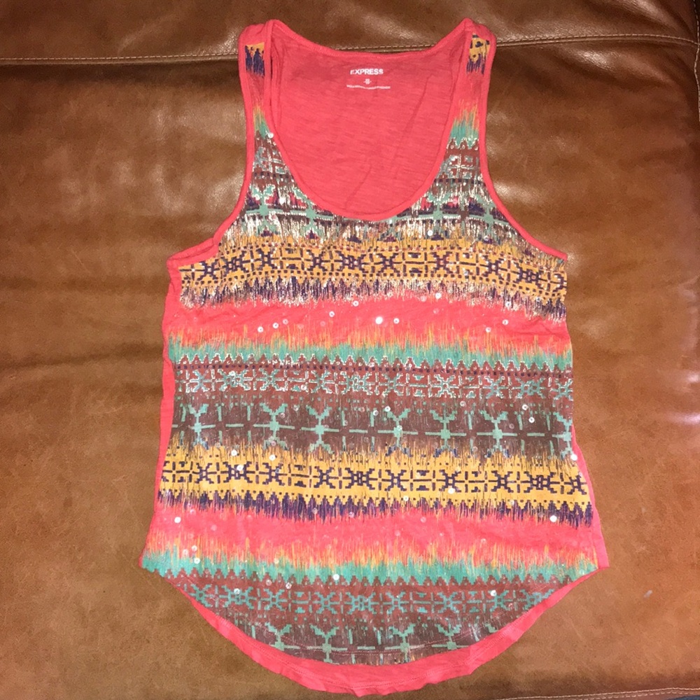 Super cute patterned and sequin tank top